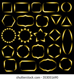 A bright glowing neon yellow set of frames of different shapes.