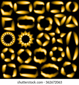 A bright glowing neon yellow set of frames of different shapes.