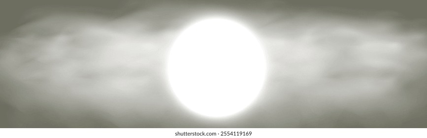 Bright glowing oval light with soft foggy background, creating a mystical and atmospheric effect.