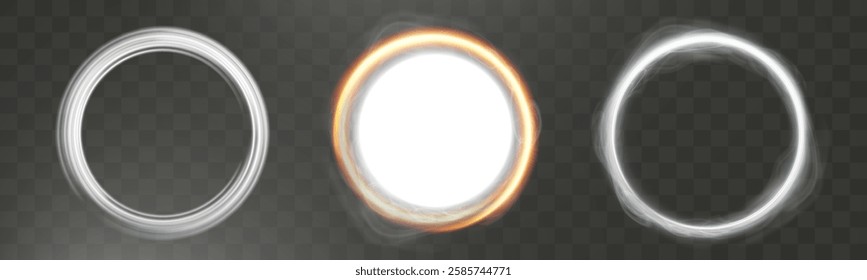 Bright glowing oval light with soft foggy background, creating a mystical and atmospheric effect.