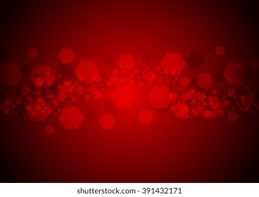 Brillantes hexágonos rojos abstractos de fondo tecnológico. Plantilla de diseño de vector