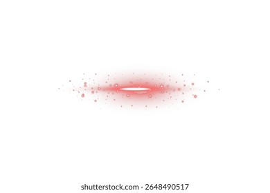 Bright glowing red light line with futuristic neon tube shape and sharp beam glow on white background. Ideal for high-tech interface elements, cyberpunk HUD, UI transitions, or energy design compositi