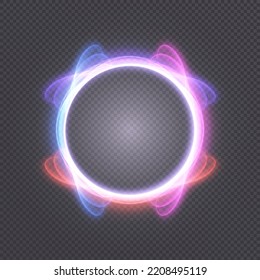 Bright glowing ring. Bright glowing neon frame made of bright glowing rays. vector png