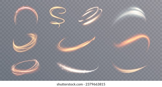 Bright glowing shiny lines. Glowing speed lines. Light shining effect. Vector