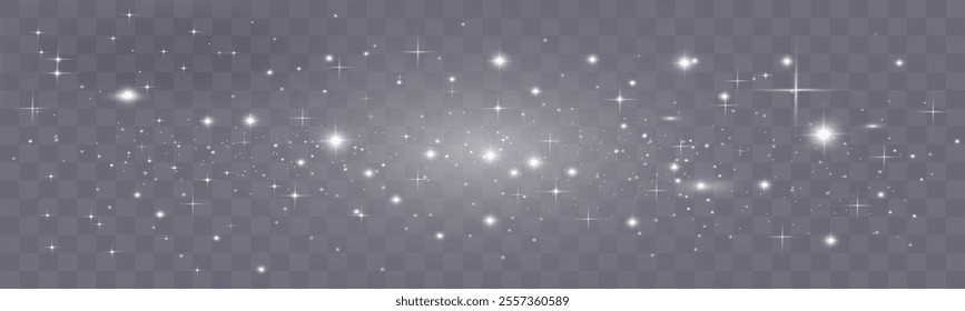 Bright glowing sparkles on a transparent background, resembling a starry or glittering effect.