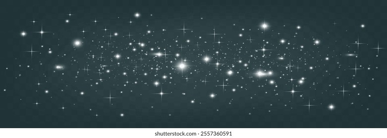 Bright glowing sparkles on a transparent background, resembling a starry or glittering effect.