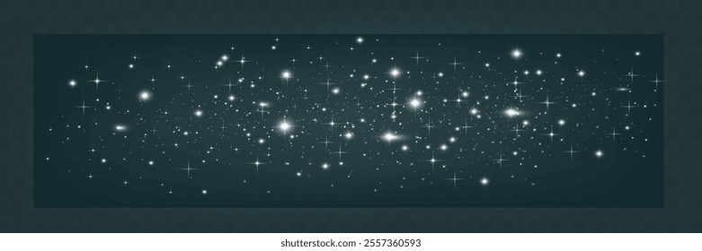 Bright glowing sparkles on a transparent background, resembling a starry or glittering effect.