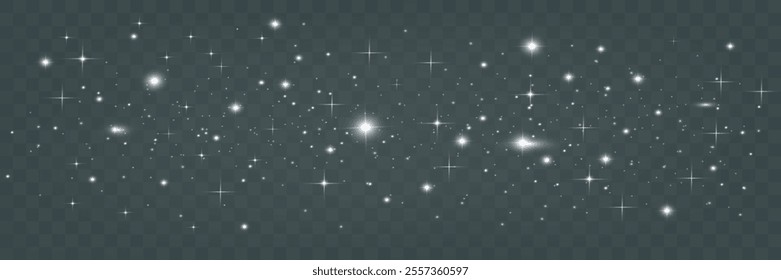 Bright glowing sparkles on a transparent background, resembling a starry or glittering effect.