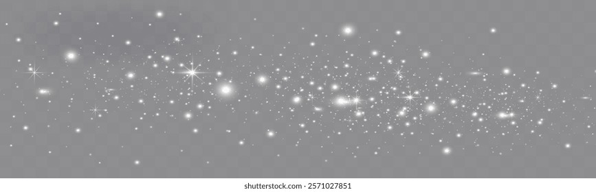 Bright glowing sparkles on a transparent background, resembling a starry or glittering effect.