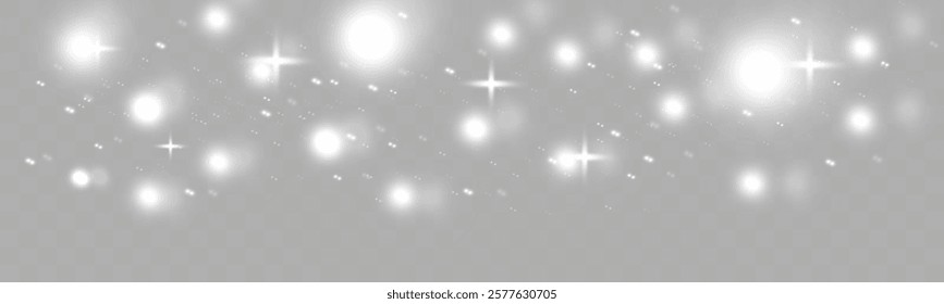 Bright glowing sparkles on a transparent background, resembling a starry or glittering effect.