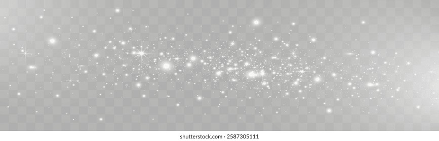 Bright glowing sparkles on a transparent background, resembling a starry or glittering effect.