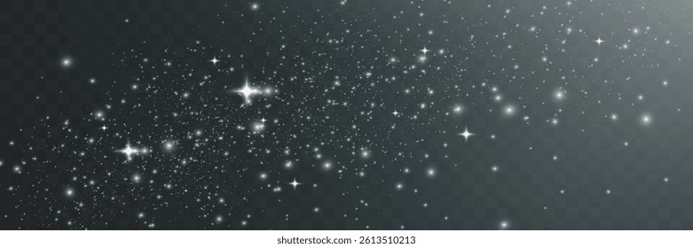 Bright glowing sparkles on a transparent background, resembling a starry or glittering effect.	