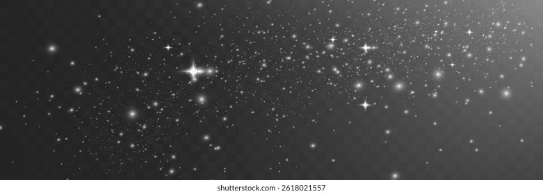 Bright glowing sparkles on a transparent background, resembling a starry or glittering effect