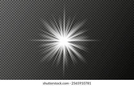 Bright glowing star. White light effect. Vector illustration	