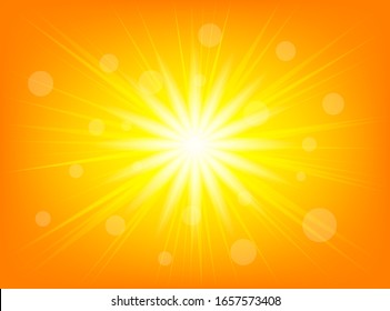 bright glowing summer sun on a yellow background