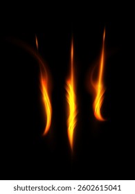 Bright glowing trail of comet, asteroid. Illustration of glowing trail of fire lines with sparks. Vector