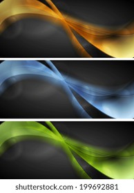 Bright glowing wavy banners. Vector backdrop