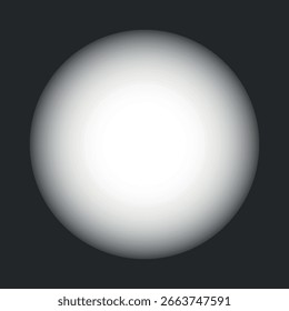 Un círculo blanco brillante y brillante sobre un fondo oscuro. La luz del círculo irradia suavemente, creando un efecto de halo. Perfecto para diseños abstractos. Vector de elementos degradados.