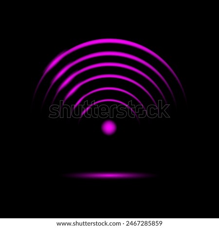 Bright glowing WI-FI sign on a dark background. Internet connection sign