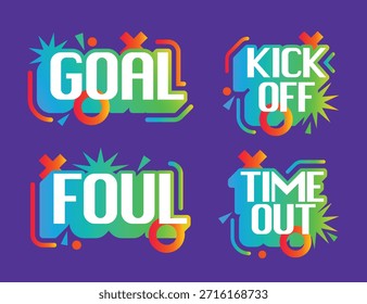 Bright Goal Kick Off Time Out Foul Futebol Futebol Jogo Frases Texto Modelo