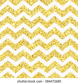 Bright gold chevron glitter texture vector seamless pattern.