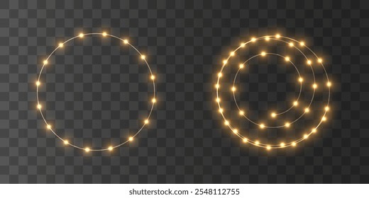 Bright Gold Christmas Garlands with Glitter and Stars: Perfect for Holiday Backgrounds, Business Cards, and Banners