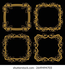 Bright Gold Floral Borders Decorative Collection Vividness Collection