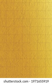 Bright gold folding screen background material. Wrinkle processing (vertical, postcard size ratio)
