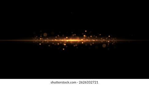 Brilhante laser de ouro com brilho brilhante bokeh e flare, listras abstratas dinâmicas e explosão de luz, brilho luminoso e elemento de brilho transparente para HUD ou uso publicitário