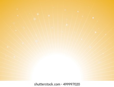 Bright Gold sparkles glitter and rays lights bokeh abstract christmas background/texture.  Vector background. 