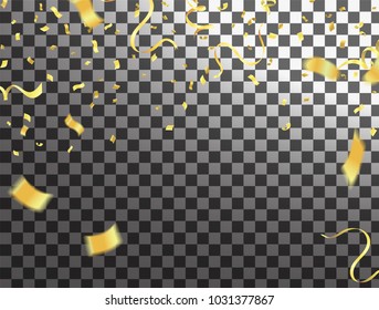 bright gold square shape confetti isolated on  background