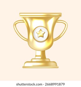 Bright Gold Trophy Cup with Star Badge Great for Championship and Winner Icons