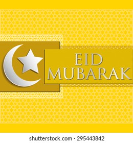 Bright gold / yellow "Eid Mubarak" (Blessed Eid) card