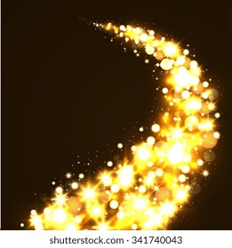 Bright golden background with sparkling falling stars.