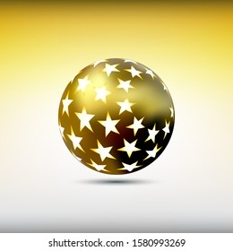 
Bright golden ball with shadow on an abstract background. Design element