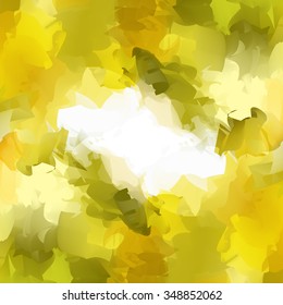 Bright golden color of autumn foliage rough square frame of isolated watercolor stains.