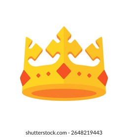 Coroa dourada brilhante adornada com joias vermelhas, simbolizando realeza e elegância. Perfeito para temas de poder, luxo e nobreza.