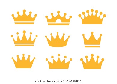 Bright golden crown vector illustration set for vibrant designs, golden crown, crown collection, luxury, elegant, premium, majestic, decorative, crownlike, imagery, ornate, prestigious, affinity