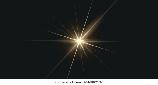 a bright golden flash with rays spreading out in all directions against a dark background, creating the effect of a star or a powerful light source.

