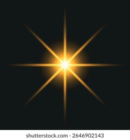 a bright golden flash with rays spreading out in all directions against a dark background, creating the effect of a star or a powerful light source.

