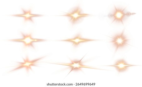 Bright golden flash with soft glow and rainbow highlights on white background png. Vector light effect for digital designs, magic scenes, games and futuristic illustrations.