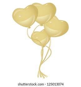 Bright golden heart balloons, vector