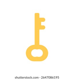 Bright golden key with simple vintage form, often used in RPGs to unlock chests or enchanted doors. Great for inventory or quest visuals.