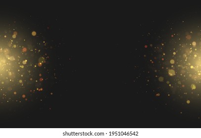 Bright golden lights. Lights effect particles background. Graphic concept for your design

