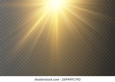 Helle goldene Lichtstrahlen mit Glitzereffekt und Blitzen.