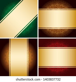 bright golden ribbons on vintage backgrounds with gradient - vector set