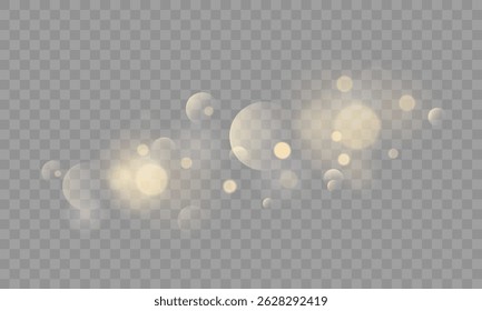 Brillante explosión de destello dorado con brillo cálido, polvo de estrellas y confeti brillante, superposición transparente para tarjetas de fiesta, ilustraciones de Navidad o temas de diseño de lujo