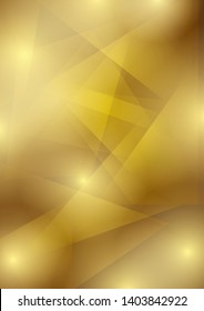 bright golden vector background with transparent geometric shapes A4 format
