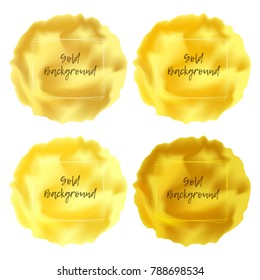 Bright golden viscous liquid background with frame for text, lava textured round place in yellow gold colors for advertising design, badge, label