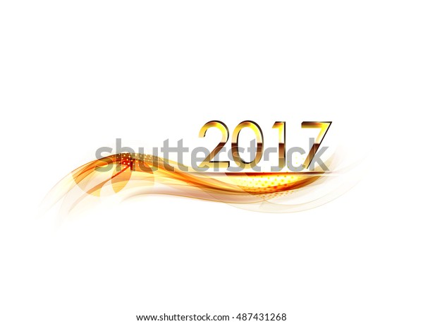 bright golden wave with the logo of the year
2017. vector 
background